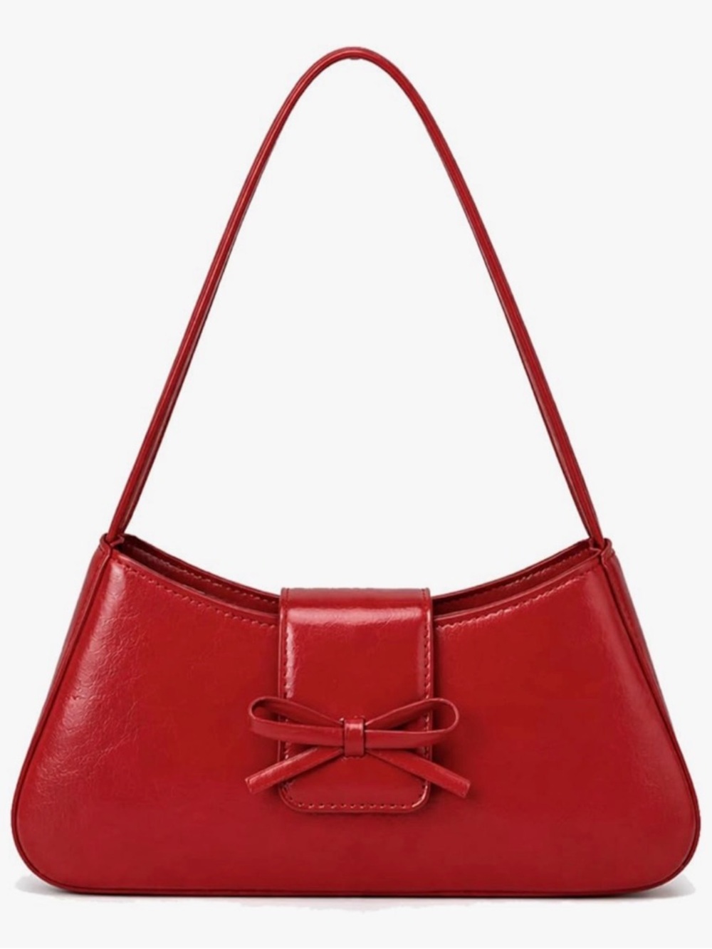 Red Bow-Accent Shoulder Bag